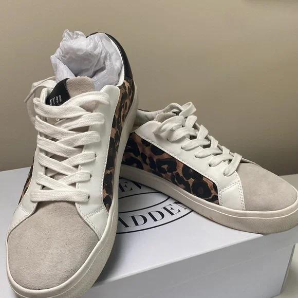 Steve Madden Philip Leopard Star Sneakers Tennis Shoes Size 8 - Picture 3 of 9